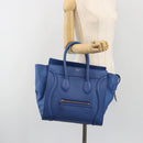 CELINE Luggage Mini Shopper Hand Bag Leather Blue Gold Tone Auth 196396A-25