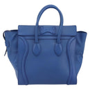 CELINE Luggage Mini Shopper Hand Bag Leather Blue Gold Tone Auth 196396A-3