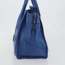 CELINE Luggage Mini Shopper Hand Bag Leather Blue Gold Tone Auth 196396A-5