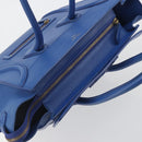 CELINE Luggage Mini Shopper Hand Bag Leather Blue Gold Tone Auth 196396A-6