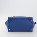 CELINE Luggage Mini Shopper Hand Bag Leather Blue Gold Tone Auth 196396A-9