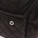 CHANEL Cambon Line Matelasse Hand Bag Leather Brown Silver CC Auth 196397SAV-11