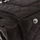 CHANEL Cambon Line Matelasse Hand Bag Leather Brown Silver CC Auth 196397SAV-12