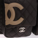 CHANEL Cambon Line Matelasse Hand Bag Leather Brown Silver CC Auth 196397SAV-15