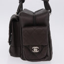 CHANEL Cambon Line Matelasse Hand Bag Leather Brown Silver CC Auth 196397SAV-4