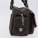 CHANEL Cambon Line Matelasse Hand Bag Leather Brown Silver CC Auth 196397SAV-5