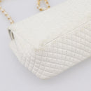BALLY Chain Shoulder Bag Leather White Gold Tone Auth 196398-13