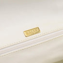 BALLY Chain Shoulder Bag Leather White Gold Tone Auth 196398-16