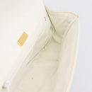 BALLY Chain Shoulder Bag Leather White Gold Tone Auth 196398-18