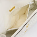BALLY Chain Shoulder Bag Leather White Gold Tone Auth 196398-21