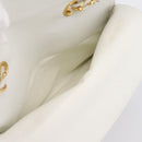 BALLY Chain Shoulder Bag Leather White Gold Tone Auth 196398-23