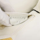 BALLY Chain Shoulder Bag Leather White Gold Tone Auth 196398-24