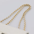 BALLY Chain Shoulder Bag Leather White Gold Tone Auth 196398-8