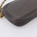 BALLY Chain Shoulder Bag Leather Gray Gold Tone Auth 196399A-11