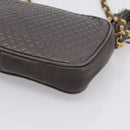 BALLY Chain Shoulder Bag Leather Gray Gold Tone Auth 196399A-12