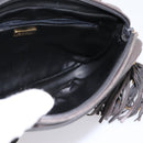BALLY Chain Shoulder Bag Leather Gray Gold Tone Auth 196399A-17