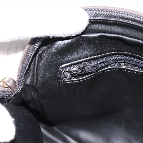 BALLY Chain Shoulder Bag Leather Gray Gold Tone Auth 196399A