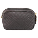 BALLY Chain Shoulder Bag Leather Gray Gold Tone Auth 196399A-3