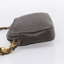 BALLY Chain Shoulder Bag Leather Gray Gold Tone Auth 196399A-4