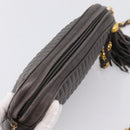 BALLY Chain Shoulder Bag Leather Gray Gold Tone Auth 196399A-6