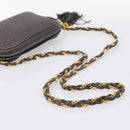 BALLY Chain Shoulder Bag Leather Gray Gold Tone Auth 196399A-7
