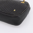 BALLY Chain Shoulder Bag Leather Black Gold Tone Auth 196400A-10