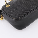 BALLY Chain Shoulder Bag Leather Black Gold Tone Auth 196400A-11
