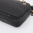 BALLY Chain Shoulder Bag Leather Black Gold Tone Auth 196400A-12