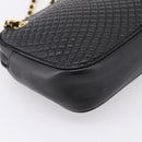 BALLY Chain Shoulder Bag Leather Black Gold Tone Auth 196400A-13