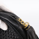 BALLY Chain Shoulder Bag Leather Black Gold Tone Auth 196400A-14