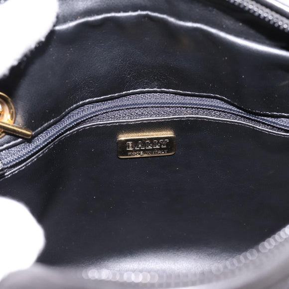 BALLY Chain Shoulder Bag Leather Black Gold Tone Auth 196400A