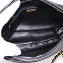 BALLY Chain Shoulder Bag Leather Black Gold Tone Auth 196400A-16
