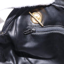 BALLY Chain Shoulder Bag Leather Black Gold Tone Auth 196400A-19