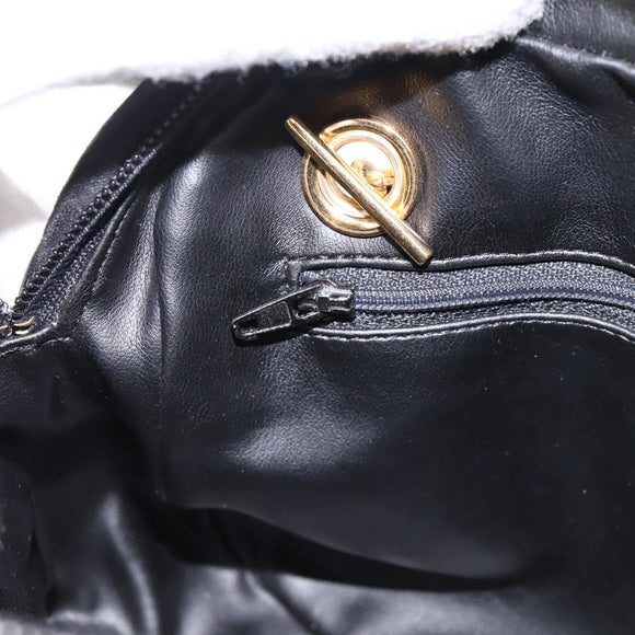 BALLY Chain Shoulder Bag Leather Black Gold Tone Auth 196400A