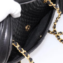 BALLY Chain Shoulder Bag Leather Black Gold Tone Auth 196400A-21