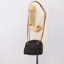 BALLY Chain Shoulder Bag Leather Black Gold Tone Auth 196400A-22