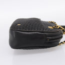 BALLY Chain Shoulder Bag Leather Black Gold Tone Auth 196400A-5