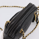 BALLY Chain Shoulder Bag Leather Black Gold Tone Auth 196400A-6