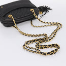 BALLY Chain Shoulder Bag Leather Black Gold Tone Auth 196400A-7