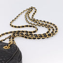 BALLY Chain Shoulder Bag Leather Black Gold Tone Auth 196400A-8