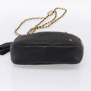 BALLY Chain Shoulder Bag Leather Black Gold Tone Auth 196400A-9