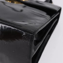 Salvatore Ferragamo Hand Bag Patent 2way Black Gold Tone Auth 196403-18