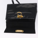 Salvatore Ferragamo Hand Bag Patent 2way Black Gold Tone Auth 196403-22