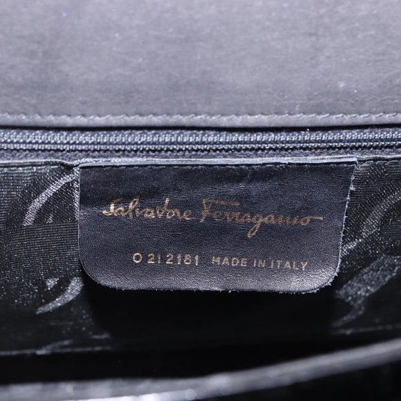 Salvatore Ferragamo Hand Bag Patent 2way Black Gold Tone Auth 196403