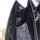 Salvatore Ferragamo Hand Bag Patent 2way Black Gold Tone Auth 196403-27