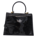Salvatore Ferragamo Hand Bag Patent 2way Black Gold Tone Auth 196403-2