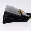 Salvatore Ferragamo Hand Bag Patent 2way Black Gold Tone Auth 196403-3