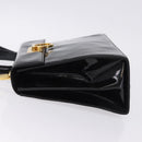 Salvatore Ferragamo Hand Bag Patent 2way Black Gold Tone Auth 196403-4