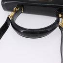 Salvatore Ferragamo Hand Bag Patent 2way Black Gold Tone Auth 196403-7