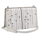 Christian Dior Diorama Chain Shoulder Bag Leather White Silver Auth 196404A-1